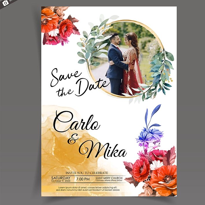 Floral Charm Wedding Card
